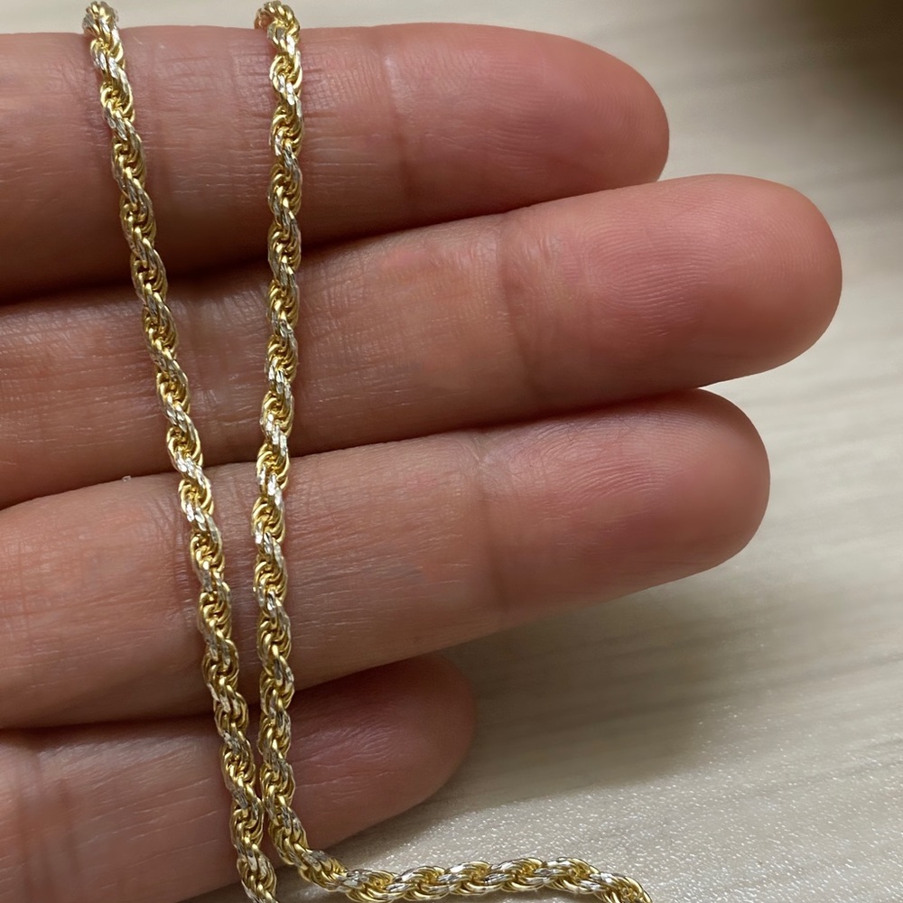 14K Gold Rope Chain • Diamond Cut Rope Chain • Real Silver • Men Chain •… - Picture 6 of 13